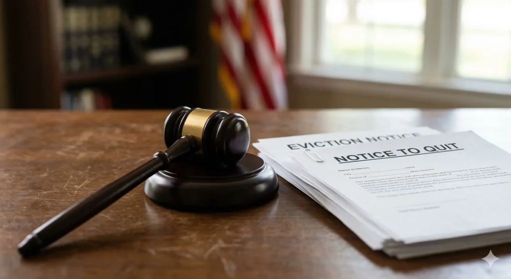 Legal documents showing the difficult choice of evicting tenants vs selling house PA for Lehigh Valley landlords