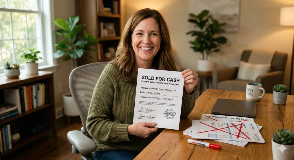Relieved homeowner avoiding property taxes and holding costs by remotely selling a vacant PA house for cash